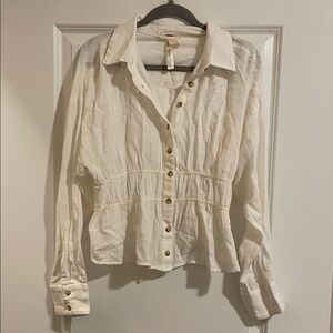 Free People Ivory Button-Down Shirt